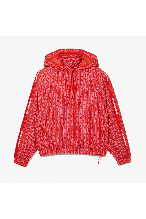 Active Kadın Kapüşonlu Baskılı Kırmızı Ceket - 4