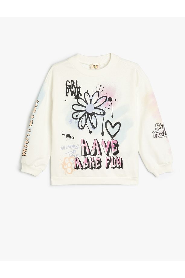 Sweatshirt Grafiti Temalı Bisiklet Yaka Uzun Kollu - 1