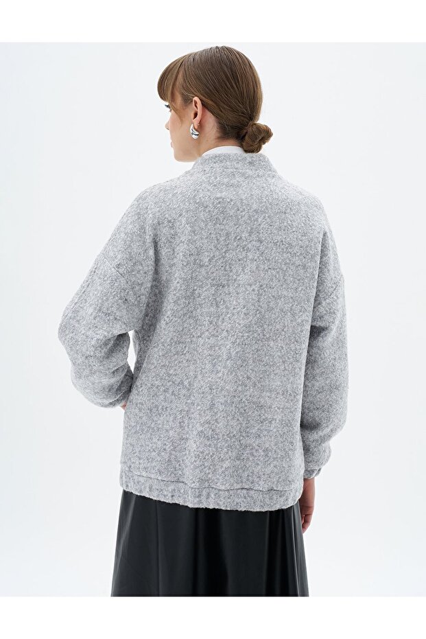 سترة بومبر رمادية - إغلاق سريع - 6