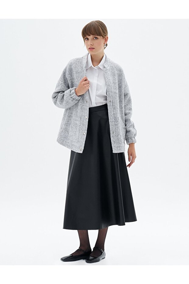 سترة بومبر رمادية - إغلاق سريع - 1