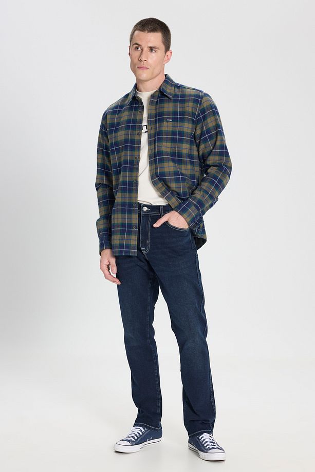 Regular Fit Normal Kesim %100 Pamuk Zeytin Yeşil Flanel Gömlek - 3