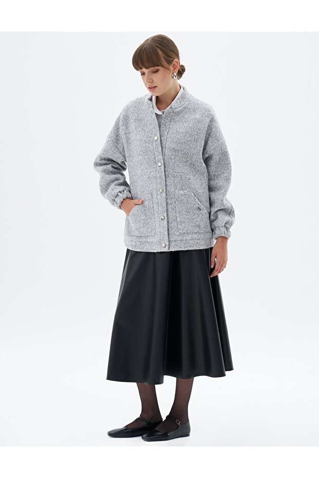 سترة بومبر رمادية - إغلاق سريع - 2