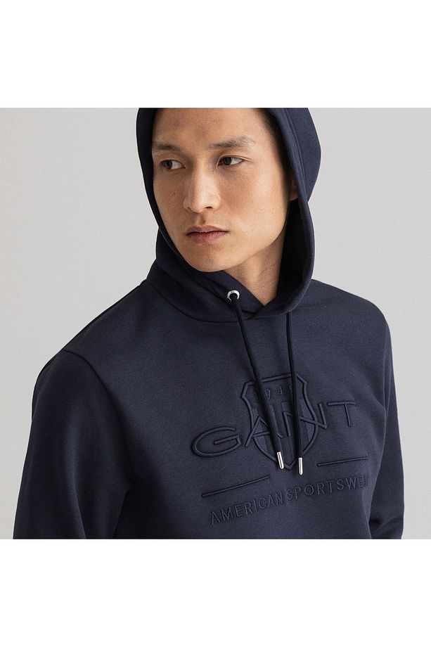 Erkek Lacivert Regular Fit Kapüşonlu Logolu Sweatshirt - 4