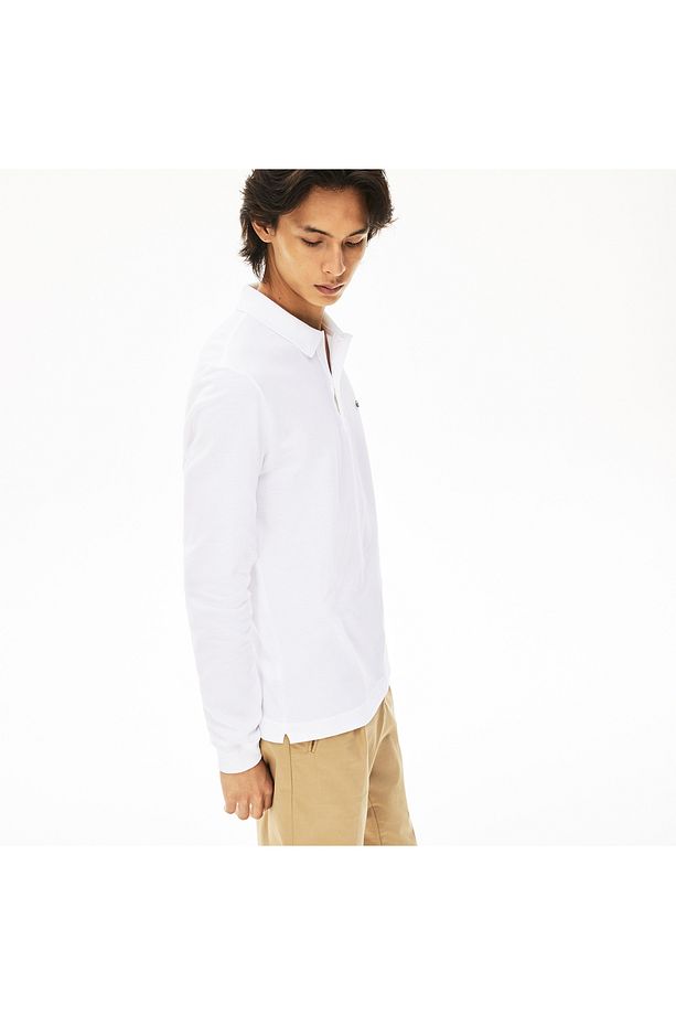 L.12.12 Erkek Slim Fit Uzun Kollu Beyaz Polo - 2
