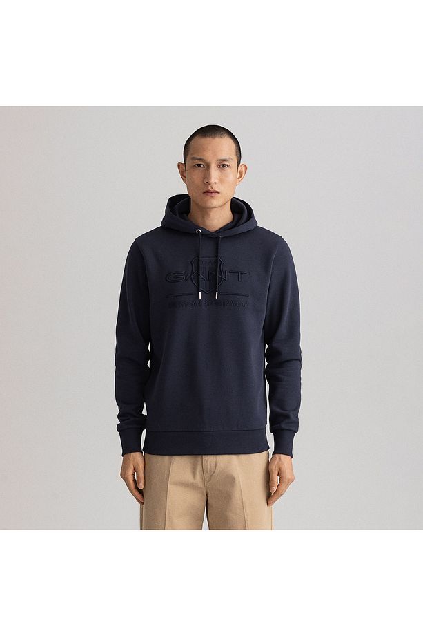 Erkek Lacivert Regular Fit Kapüşonlu Logolu Sweatshirt - 1