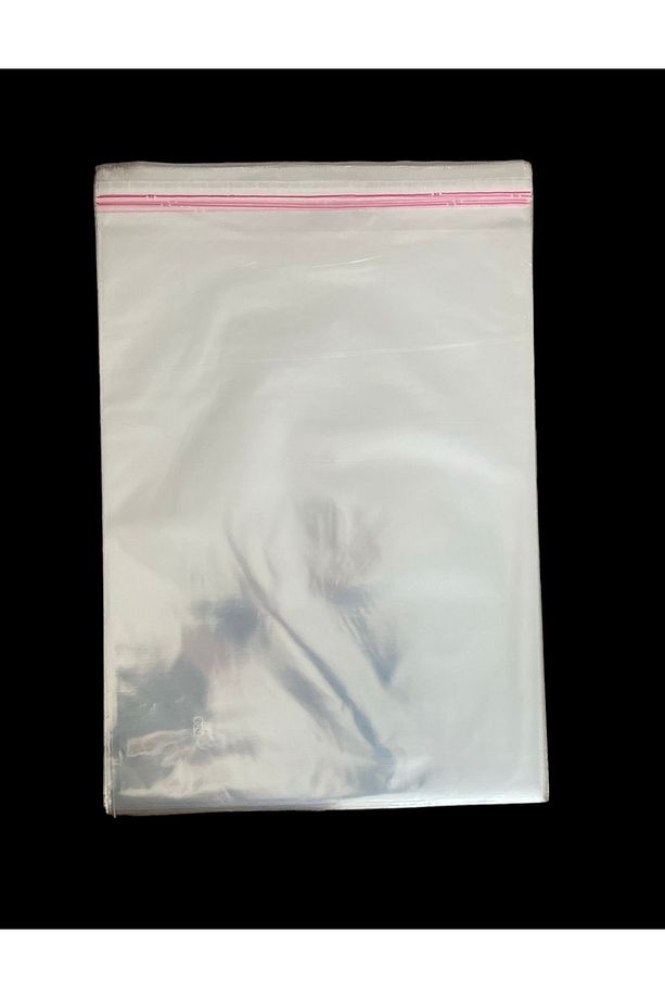 50 Adet 30x45 Cm Bantlı Şeffaf Opp Jelatin Poşet, Şeffaf Poşet (30X40* 5) - 6
