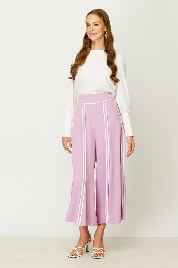 GHİSA BİYELİ PANTOLON LİLA - 2