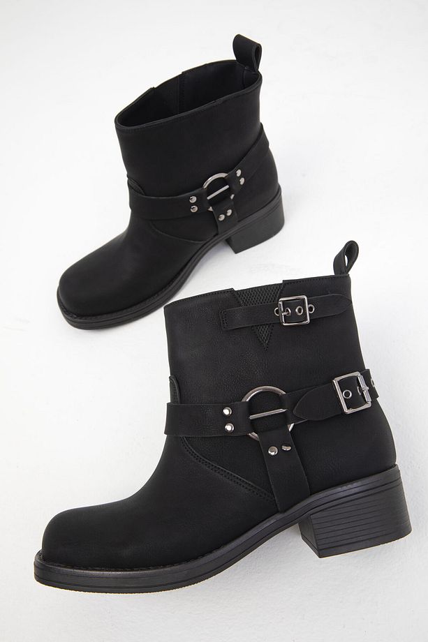 Siyah Mat Kadın Bot & Bootie 19678 - 1