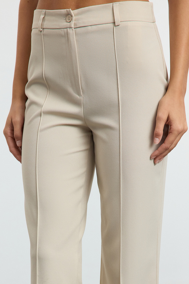 Vizon Straight/Düz Kesim Yüksek Bel Nervür Dikişli Dokuma Pantolon TWOSS21PL0093 - 7