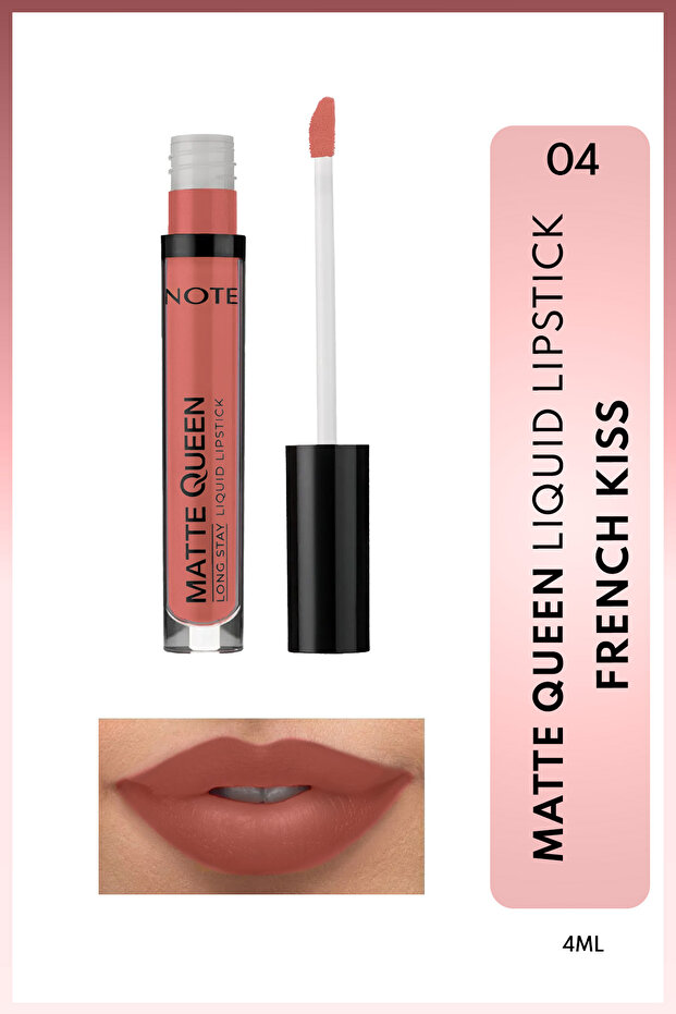 Matte Queen Lipstick Lasting Matte Liquid Lipstick - 04 French Kiss - Nude