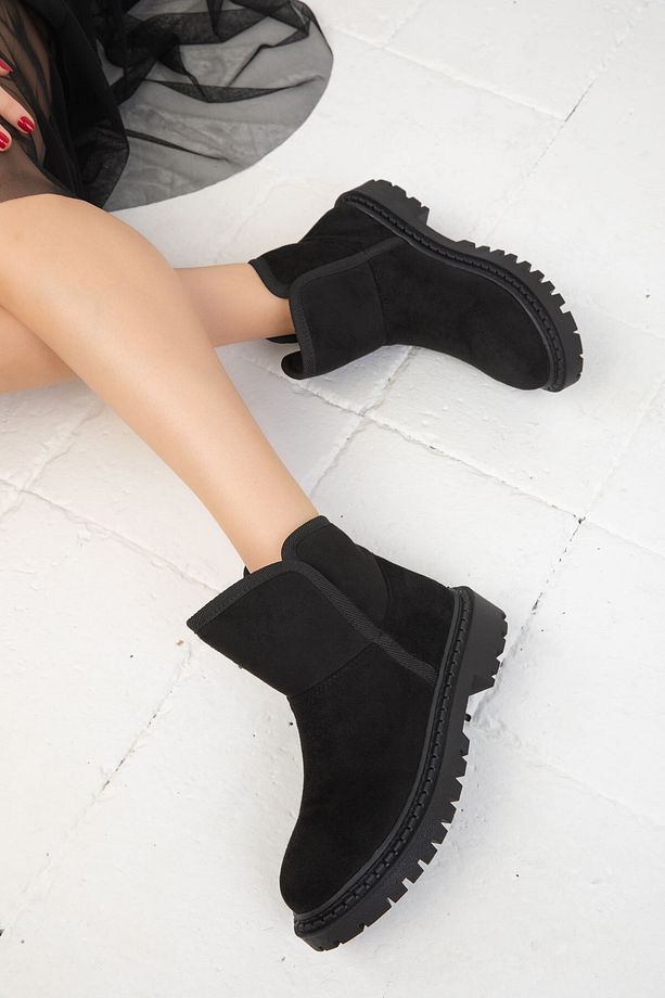Siyah Süet Kadın Bot & Bootie 19750 - 1