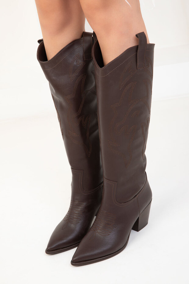 Dámské hnědé boty - model 19652 - 5