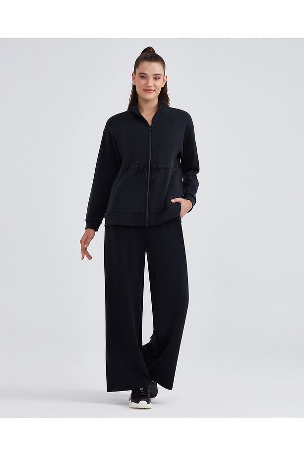 W Soft Touch Full Zip Jacket Kadın Siyah Fermuarlı Eşofman Üstü S232183-001 - 3