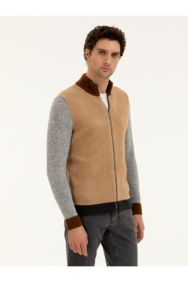 Camel Regular Fit Tam Fermuarlı Triko Hırka 50277074-VR015 - 1