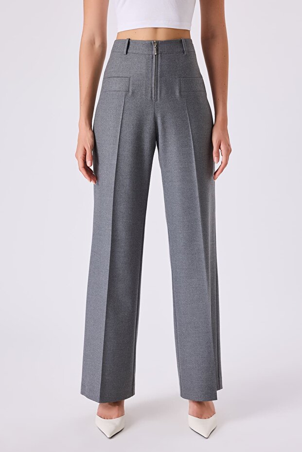 Geniş paça fermuarlı pantolon - 2