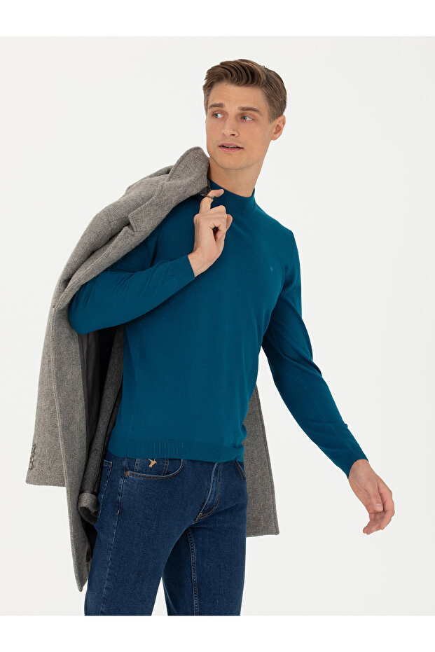 Petrol Slim Fit Quarter Turtleneck Knitwear Sweater 50276521-Vr102