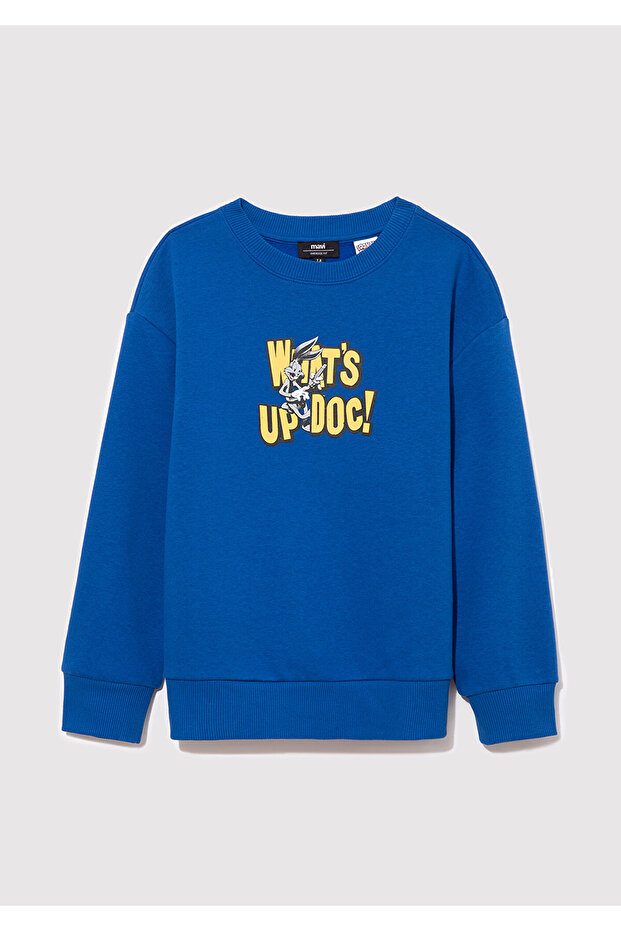Bugs Bunny Baskılı Mavi Sweatshirt 6S10079-70894 - 2
