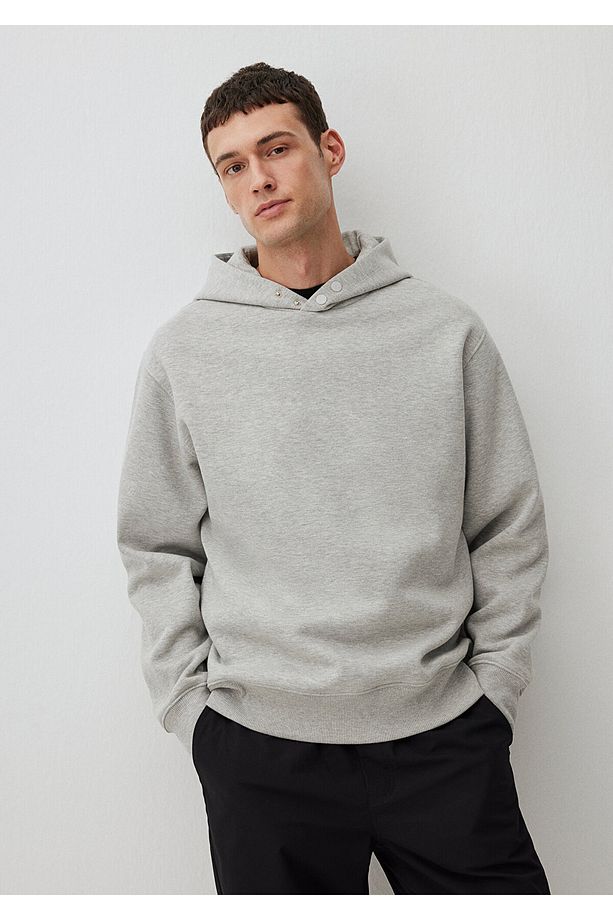 Kapüşonlu Gri Basic Sweatshirt 0S10190-80196 - 6