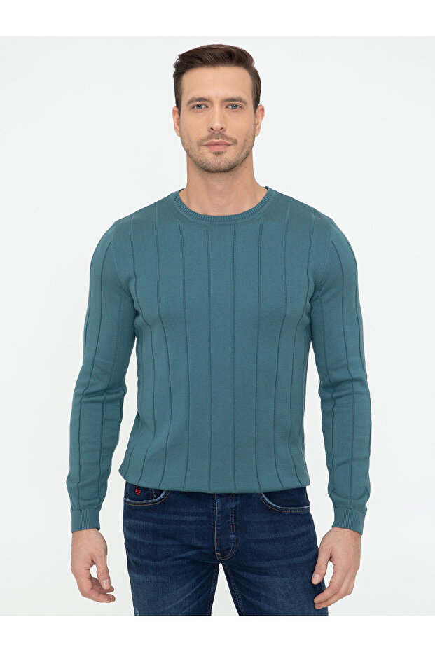 Sax Slim Fit Crew Neck Knitwear Sweater 50240208-Vr045