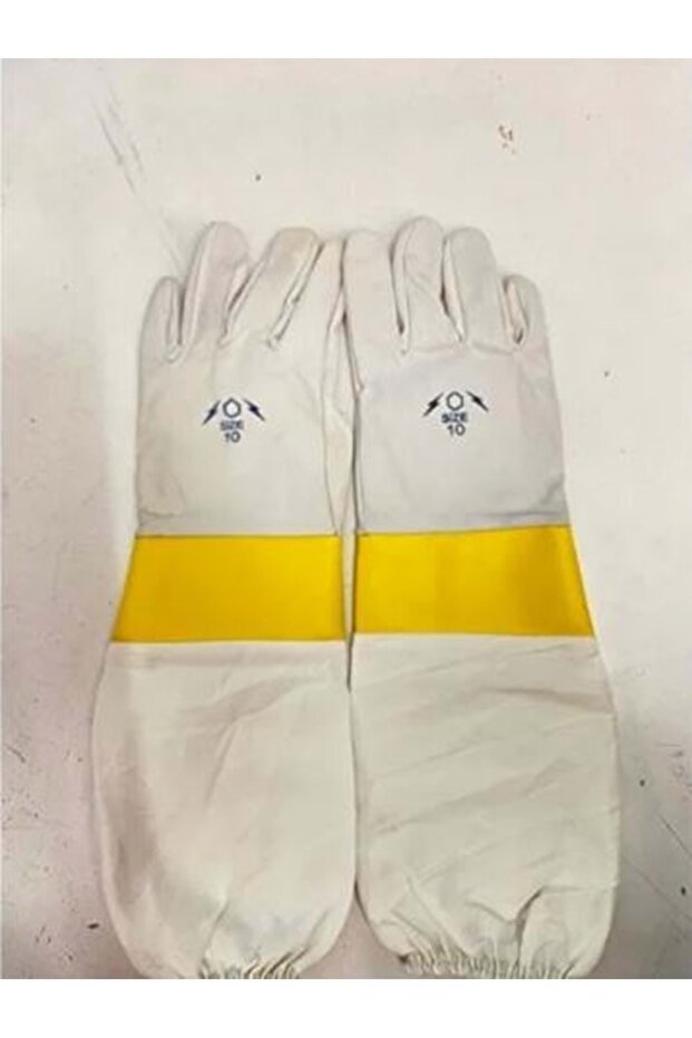 Arıcı Deri Şeritli Eldiven - 1