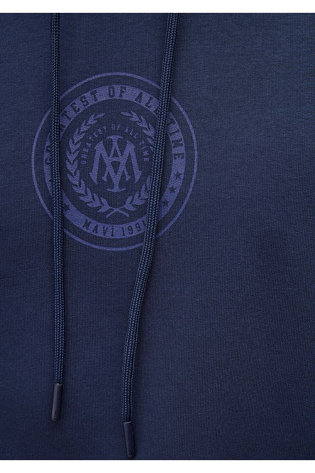 Mühür Logo Baskılı Kapüşonlu Lacivert Sweatshirt 0s10192-70490 - 6