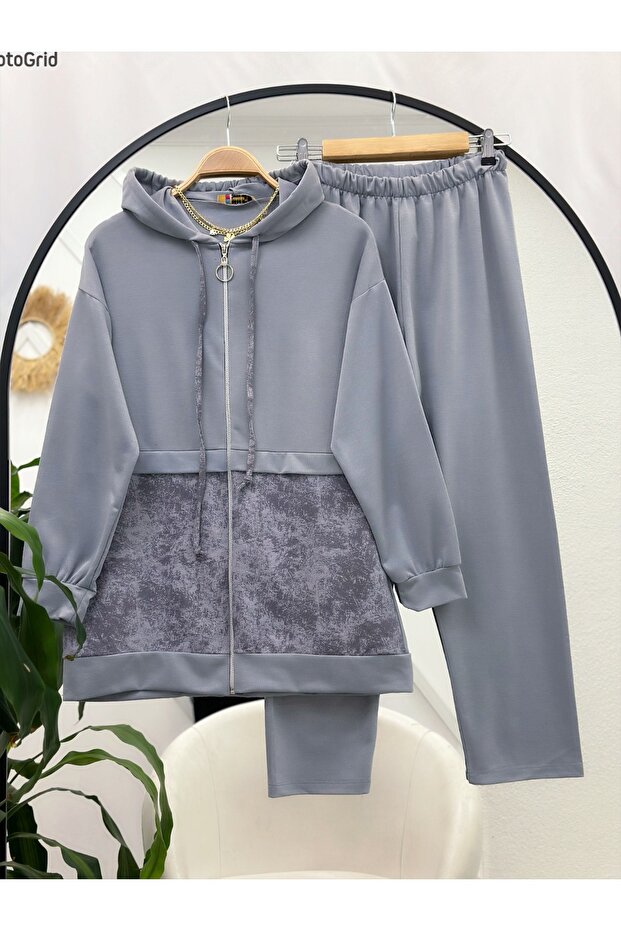 مجموعة مزدوجة مع جيب وغطاء للرأس - 1