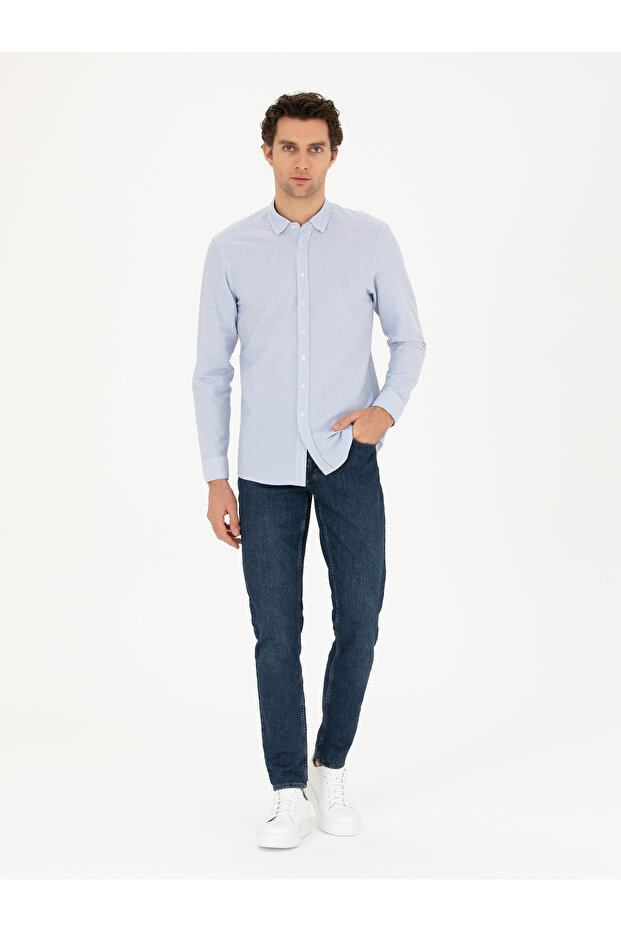 Dark Blue Slim Fit Cotton Blended Jean Pants 50284455-Vr032
