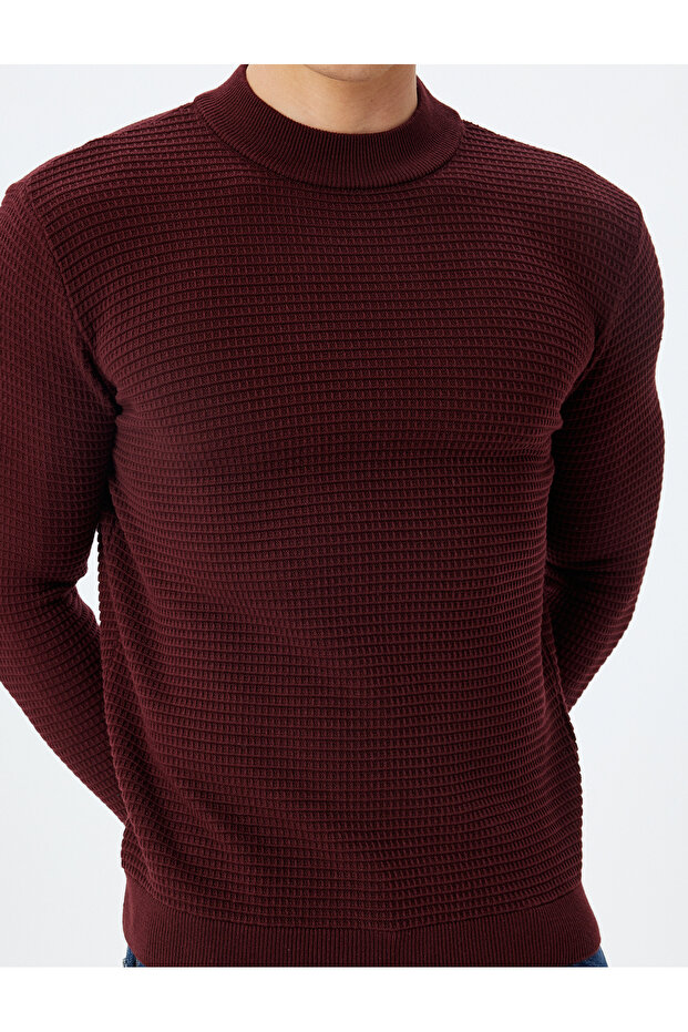 Strickpullover mit Rundhalsausschnitt, Basic, strukturiert, Baumwollmischung - 5