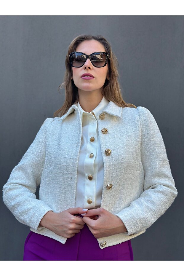 Ekru Tüvit Ceket - 3