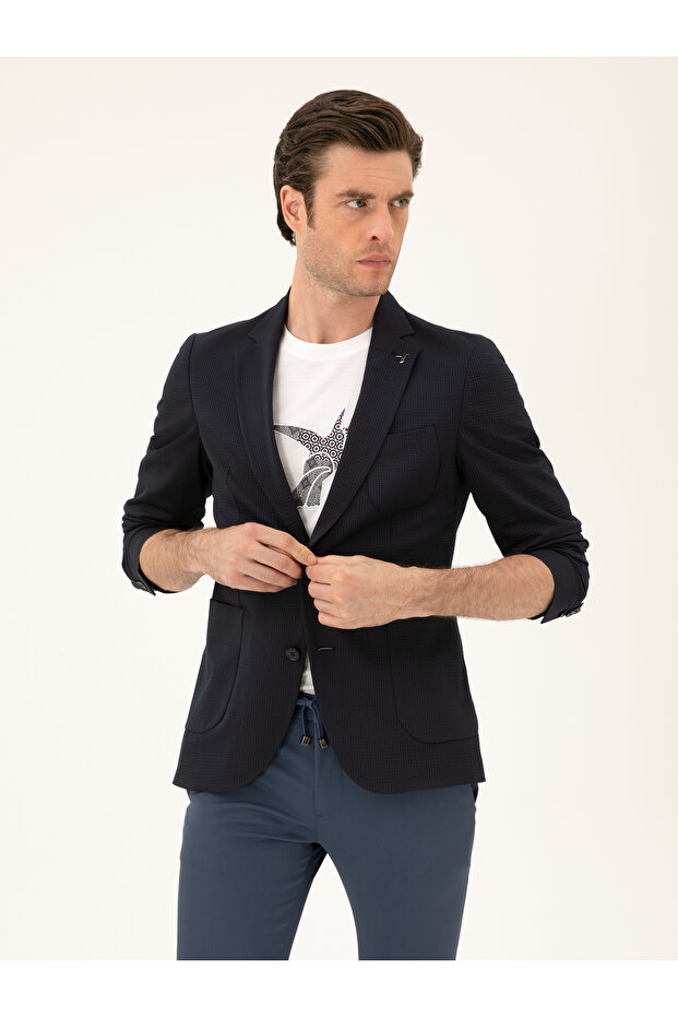 Navy Blue Slim Fit Sports Jacket 50284617 -Vr033