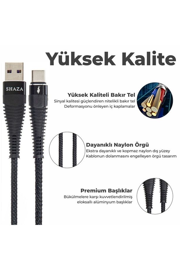 Usb Type-c Pd 5a 100w Örgülü Hızlı Şarj Ve Data Kablosu 3 Metre - 5