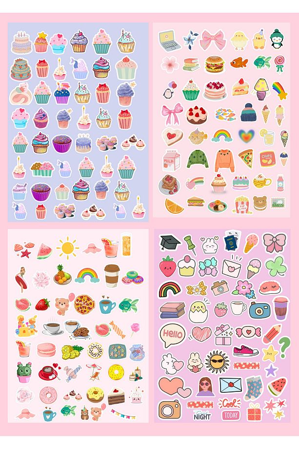 952 Adet Renkli Etiket Defteri - Sticker Book - Eğlenceli Etiket Seti - 3