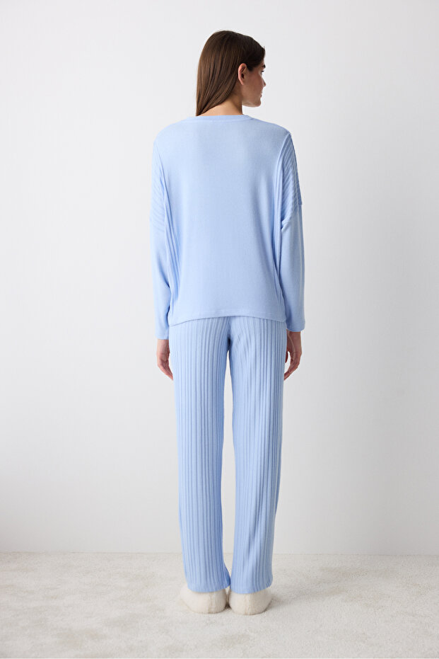 Rain Mavi Pantolon Pijama Takımı - 5