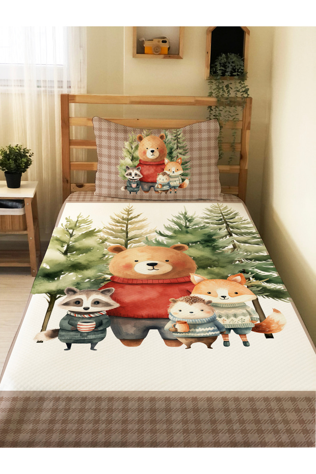 Cute Animal Patterned Single Pique Set - Without Beafs - 1