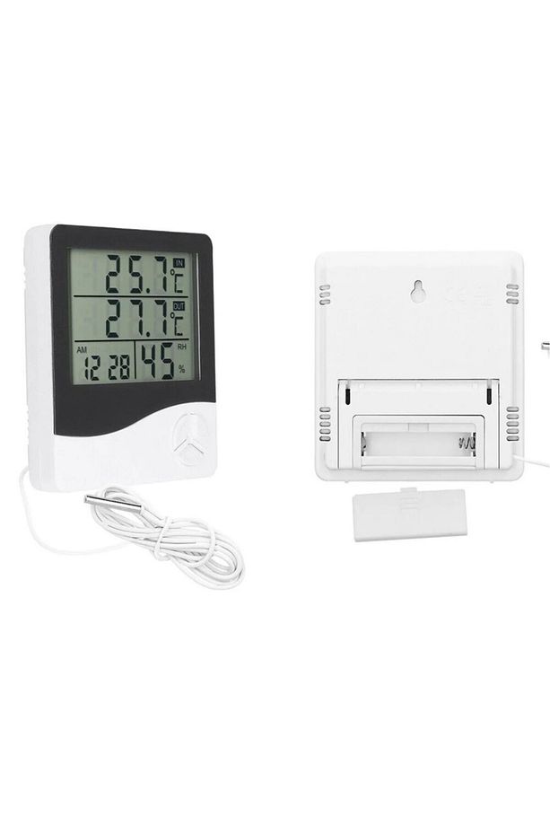 2 Dijital Termometre Alarm Saat Dış Sıcaklık Ölçer Nem Ölçer - 4