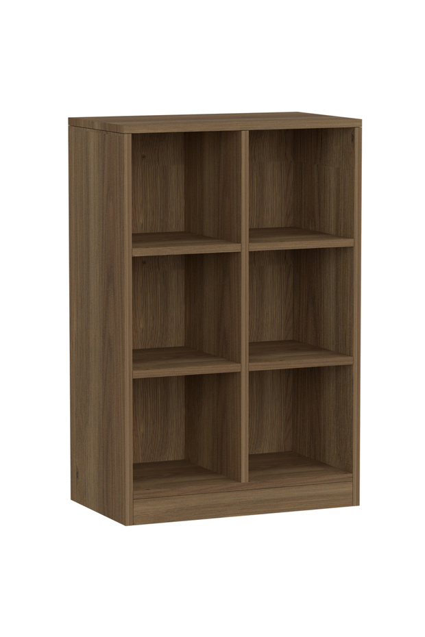 Wooden Display Shelves with 6 Storage Compartment, Freestanding, Zabrano