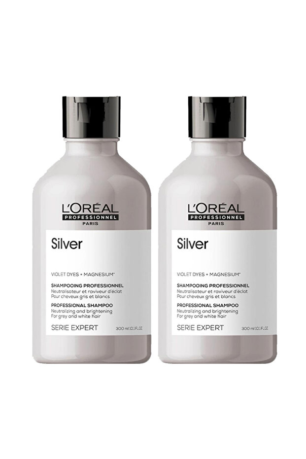 Serie Expert Silver Very Light Blond, Gray and White Hair Color Balancing Purple Shampoo 2 Pcs