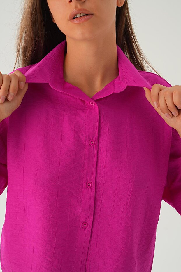 Fuchsia Oversized Short Shirt 4159A - 5