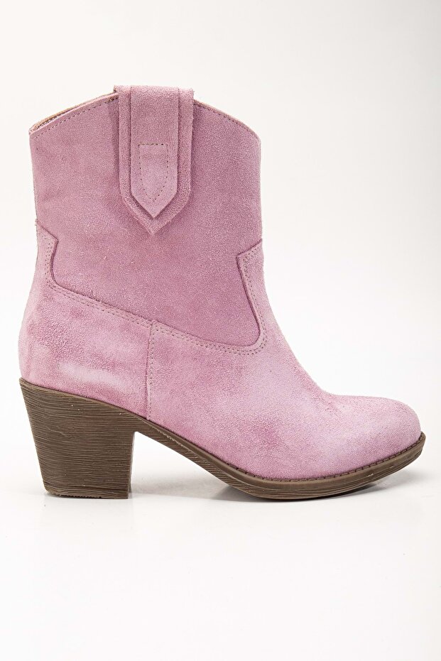 Women's Genuine Leather Soft Suede Western Cowboy Boots - Pink Suede