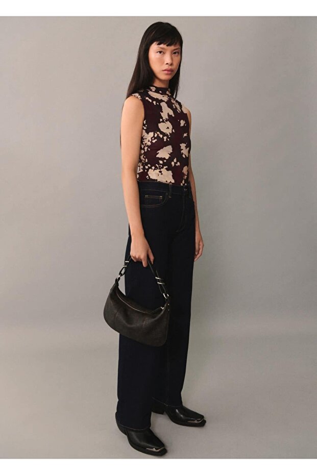 Desenli perkins yaka bluz - 2