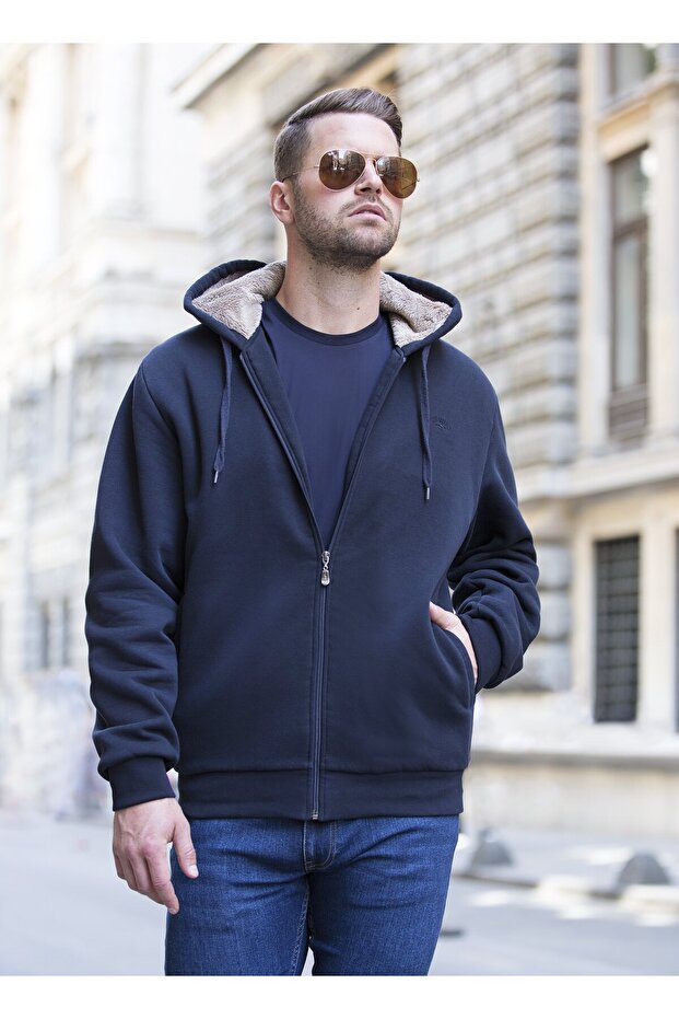 سويت شيرت رجالي بغطاء للرأس مكون من 3 خيوط وجيب داخلي