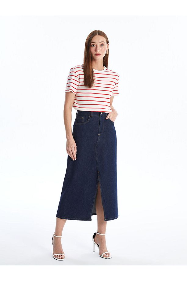LCW Standart Fit Kadın Jean Etek - 1