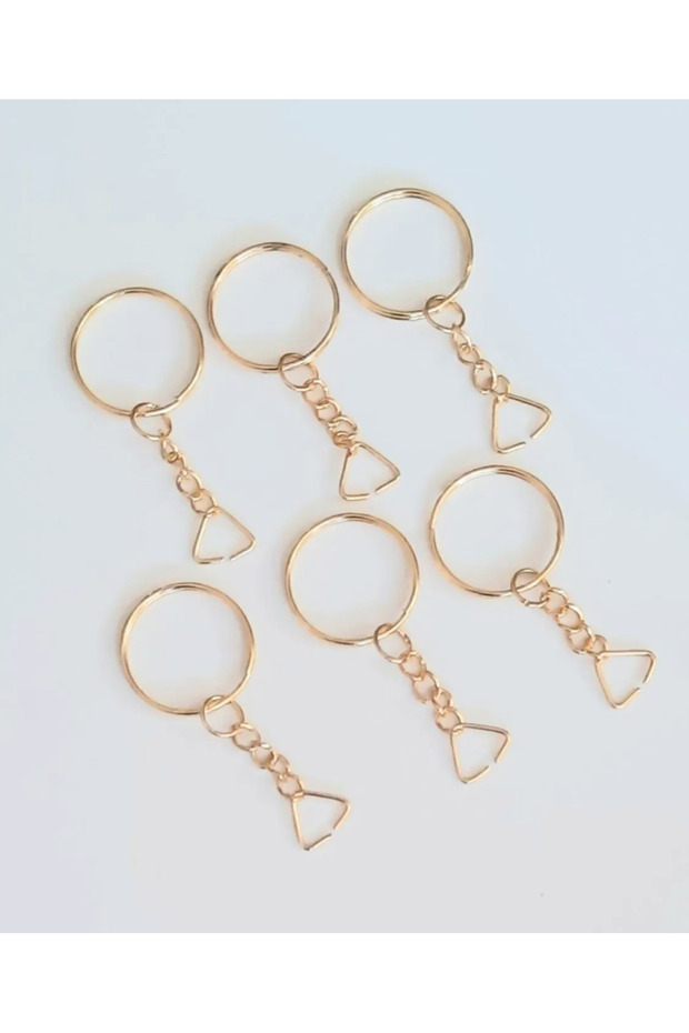 100 Pieces Gold Keychain Ring - with Triangle Apparatus