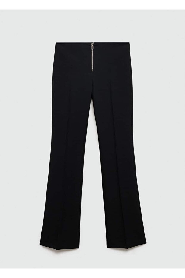 Fermuarlı flare pantolon - 3