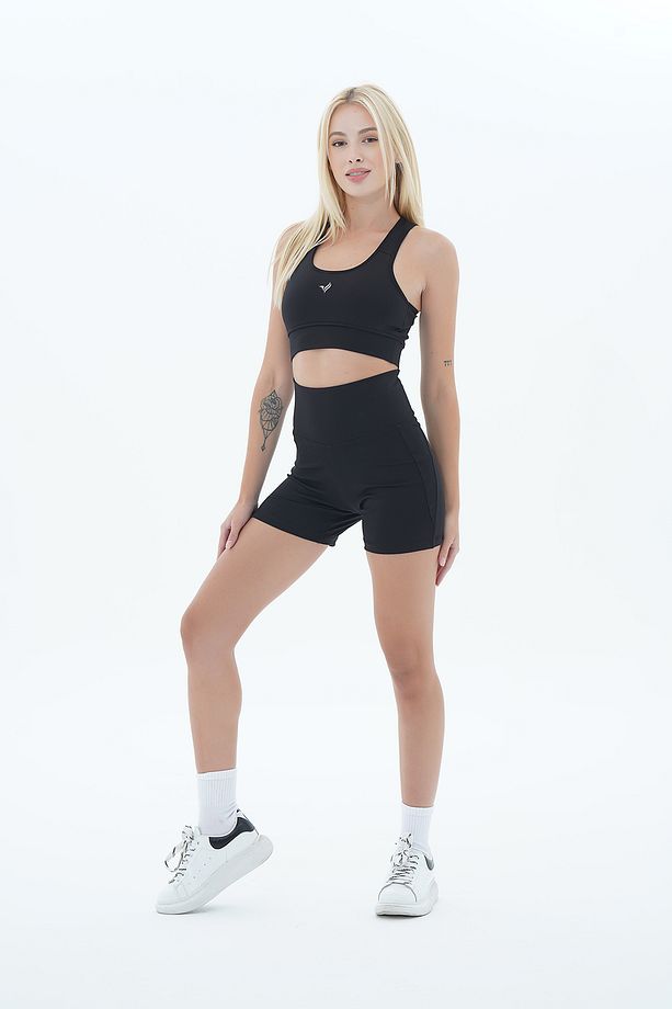 Aero Motion - Siyah Yüksek Bel Push-up Toparlayıcı Şort Tayt - 6