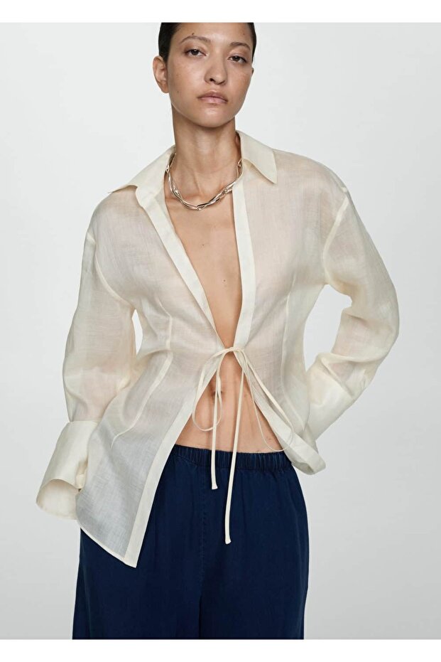 Beli lastikli lyocell pantolon - 6