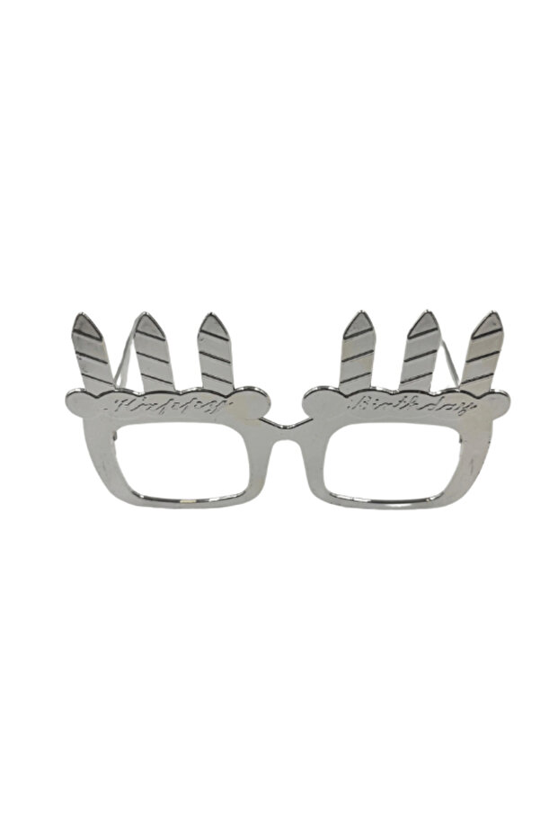 Party Glasses Plastic Without Glass Candle Shaped Silver 14X6 cm