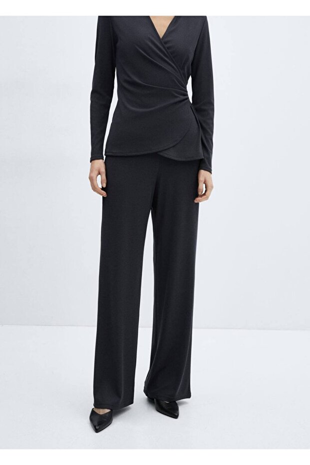 Elastik belli wideleg pantolon - 5