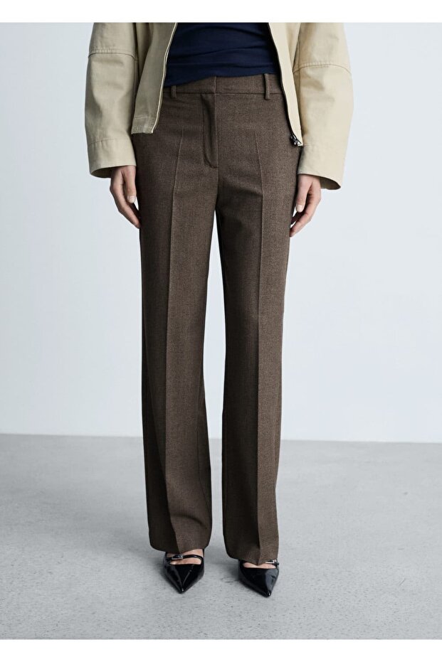 Düz kesim dökümlü pantolon - 1