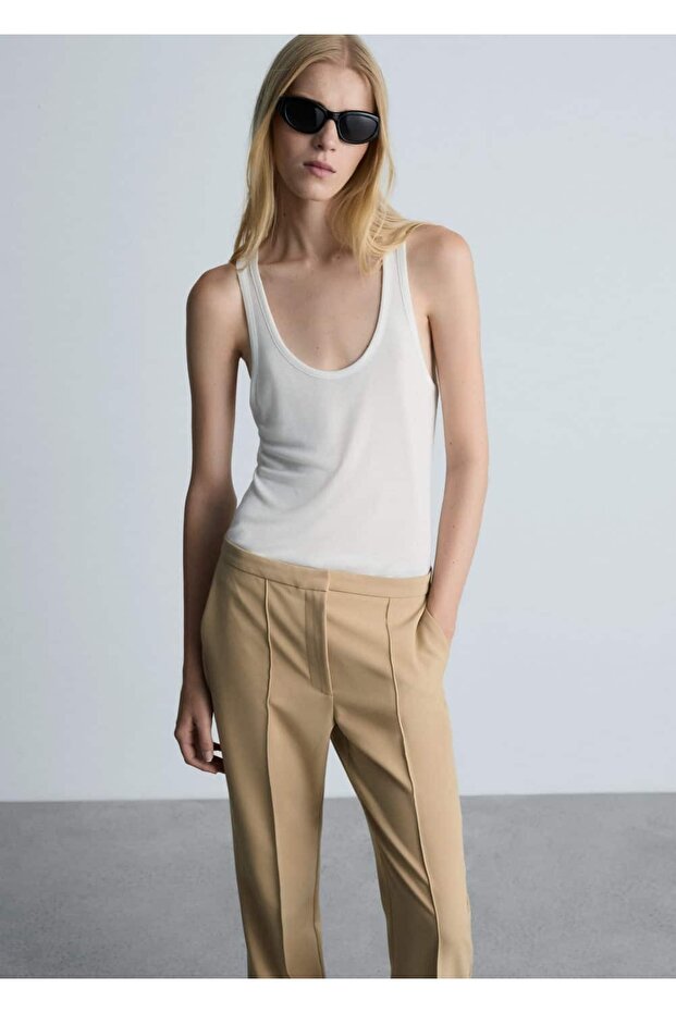 Dökümlü flare pantolon - 8